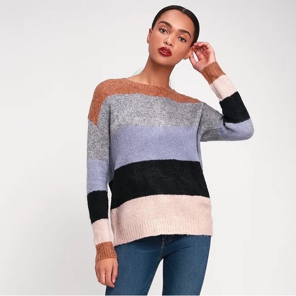 Lulu’s Unconditional Multi Striped Knit Sweater - Picture 1 of 5